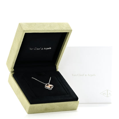 Van Cleef & Arpels 18K White Rose Gold Diamond Guilloche Vintage Alhambra Pendant Necklace 6 of 6