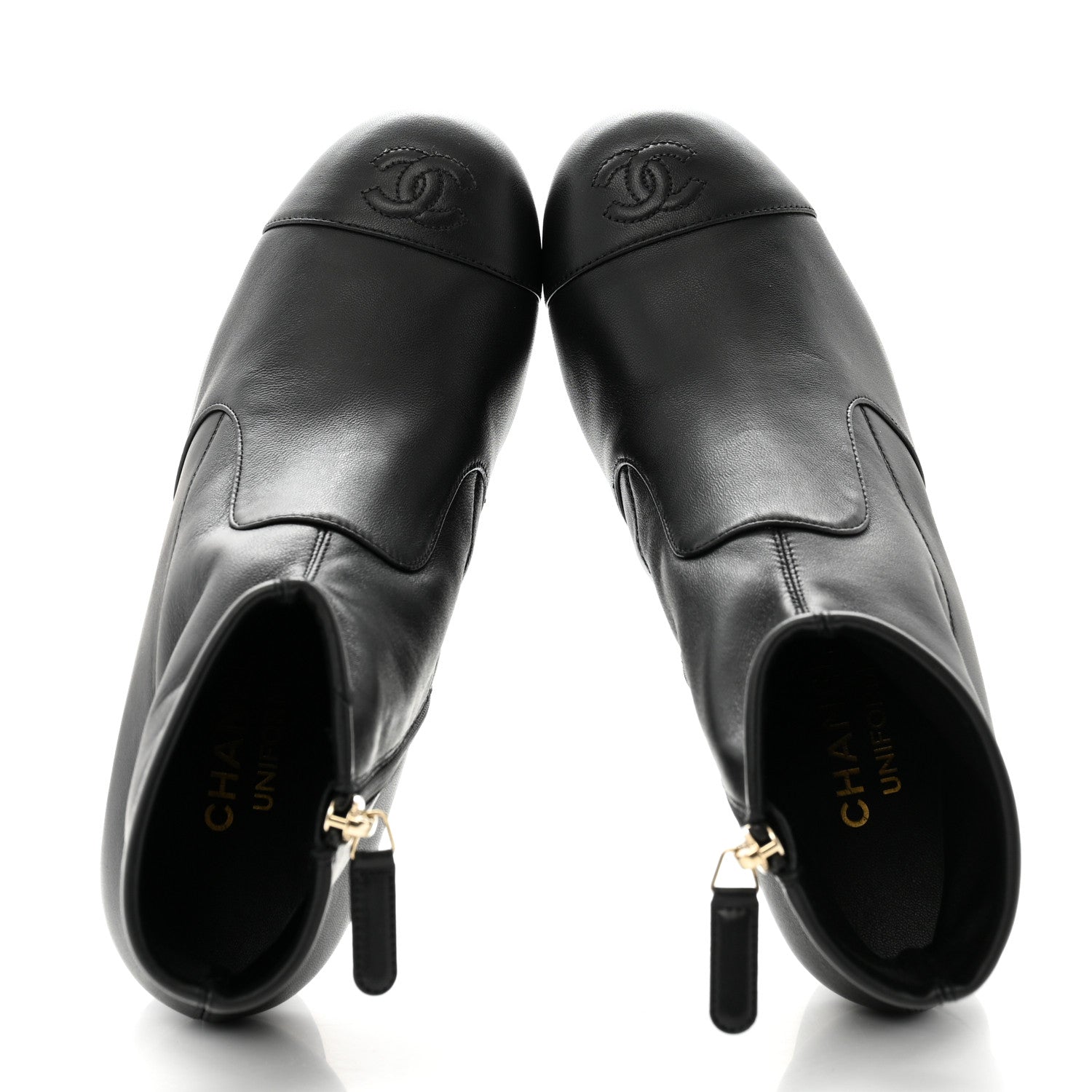 Chanel Stretch Lambskin Cap Toe CC Short Boots 37 Black 2 of 11