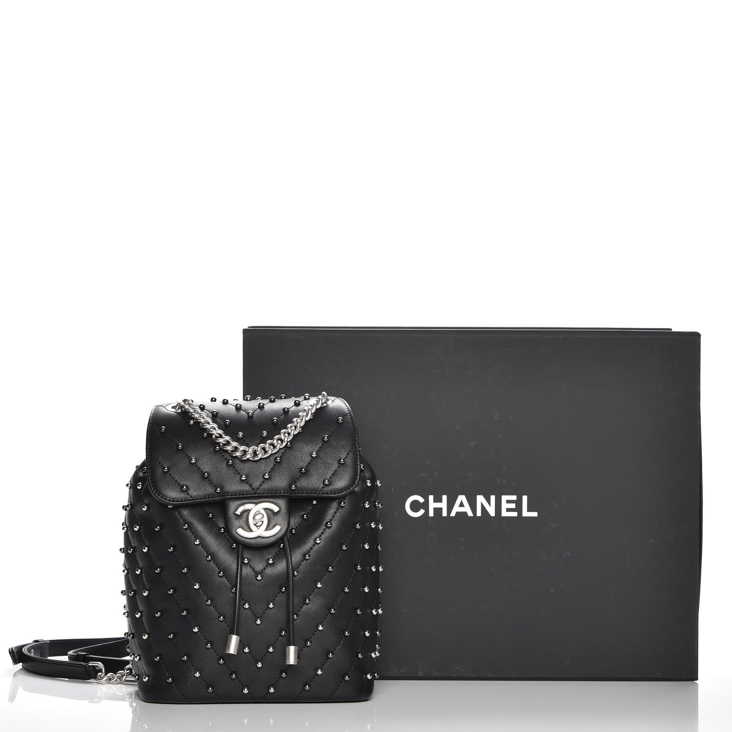 Chanel Lambskin Chevron Quilted Studded Stud Wars Backpack Black 5 of 9