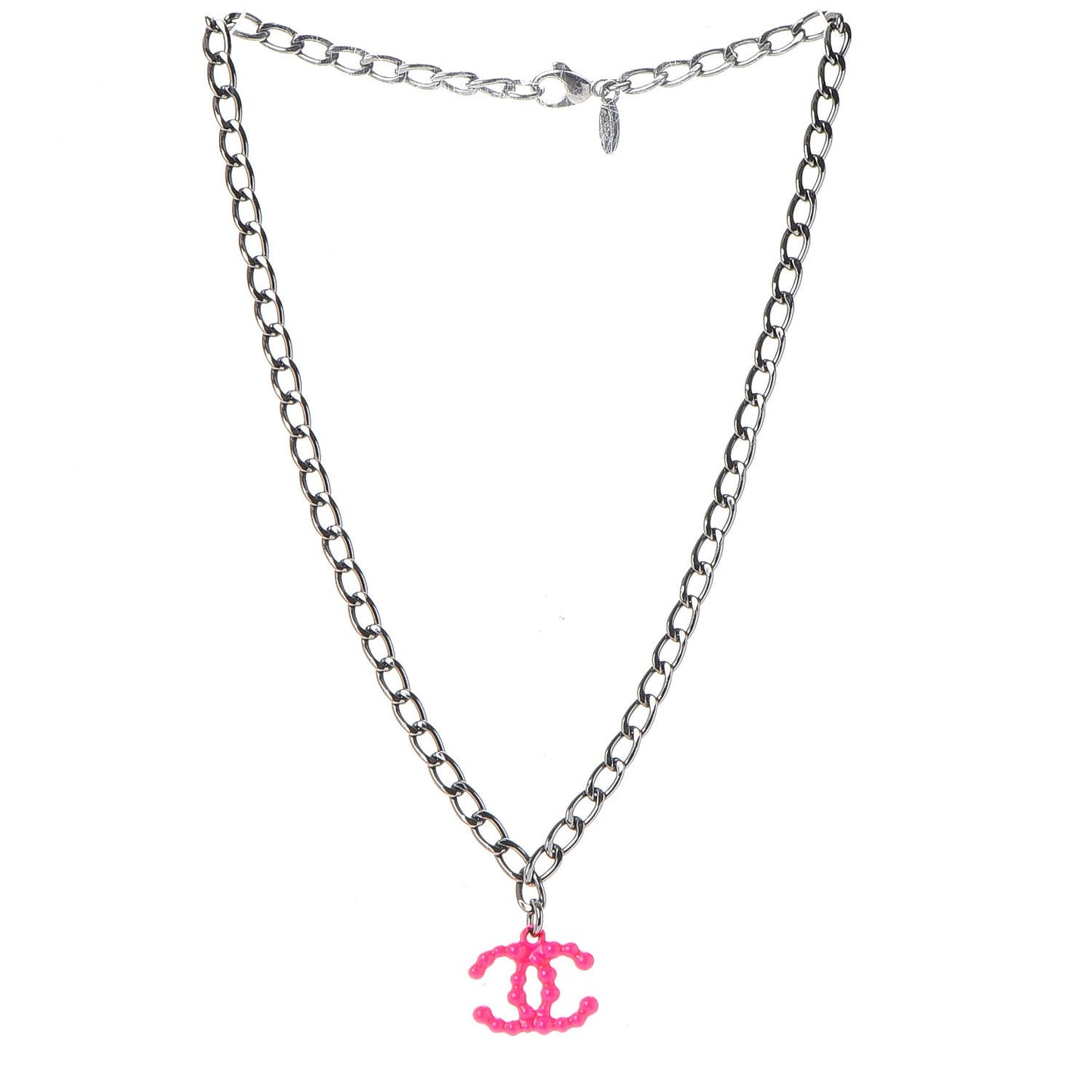 Ruthenium Enamel Coated CC Necklace Pink