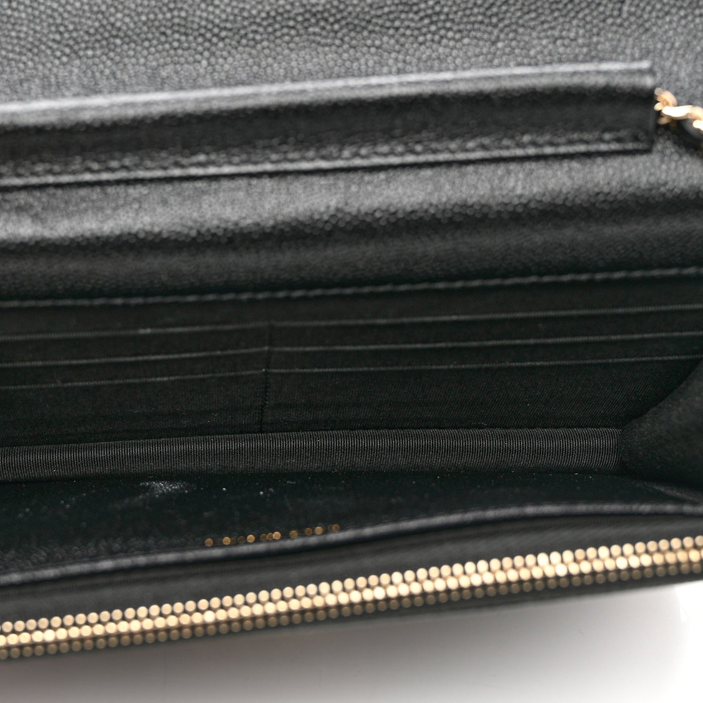 Caviar Quilted Golden Class Wallet On Chain WOC Black