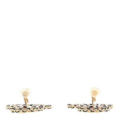 Chanel Lambskin Leather Medals CC Drop Clip On Earrings Black Beige Gold 3 of 4