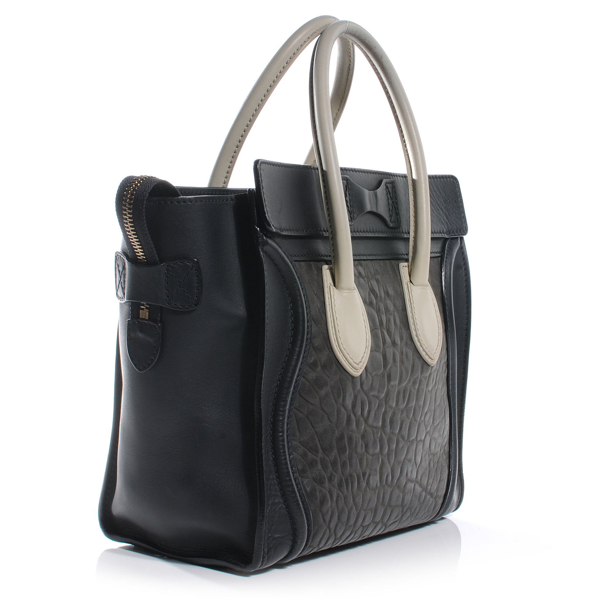 Celine Smooth Calfskin Shrunken Lambskin Micro Tri-Color Luggage Black 3 of 8