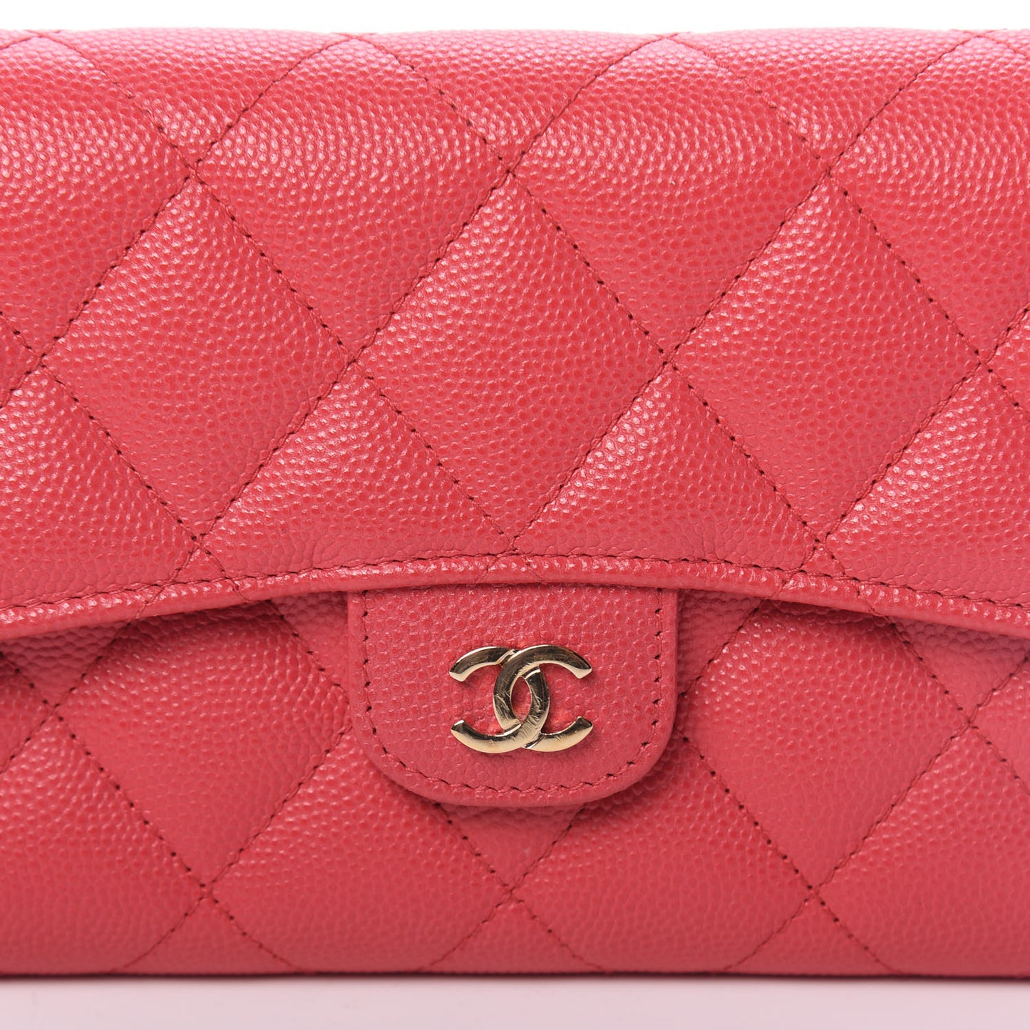 Caviar Quilted Long Flap Wallet Dark Pink