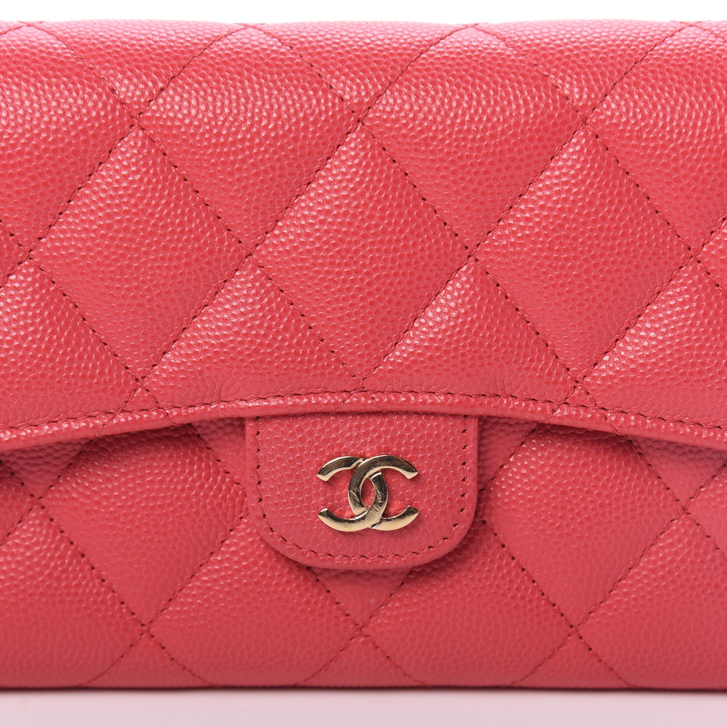 Chanel Caviar Quilted Long Flap Wallet Dark Pink 11 of 12