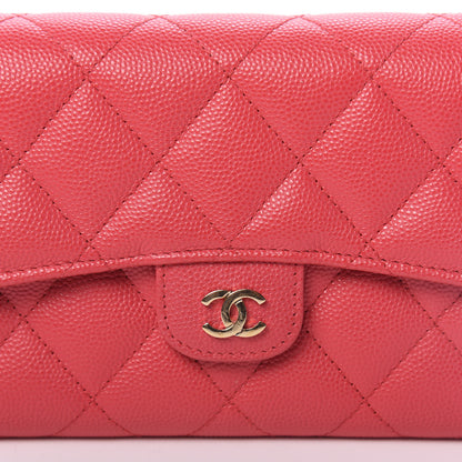 Chanel Caviar Quilted Long Flap Wallet Dark Pink 11 of 12