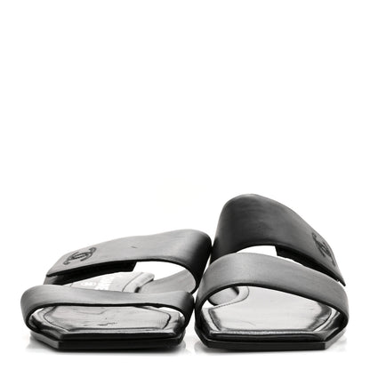 Chanel Lambskin CC Flat Sandals 38.5 Black 3 of 13