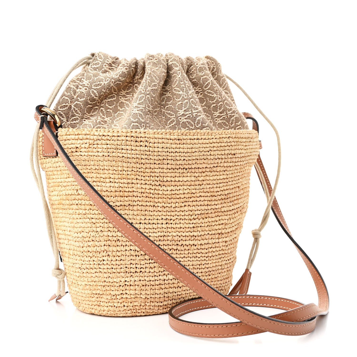 Loewe Calfskin Raffia Anagram Paulas Ibiza Pochette Bag Natural Tan 3 of 11