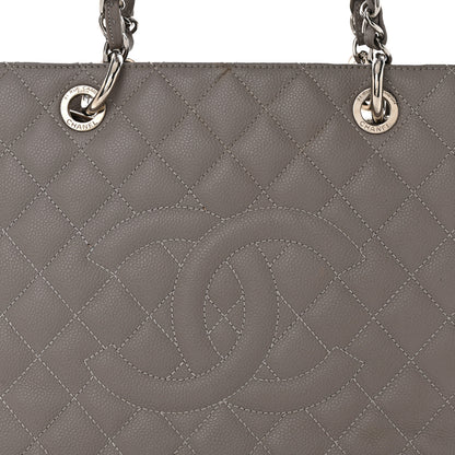 Chanel Caviar Quilted Grand Shopping Tote GST Light Grey 8 of 10