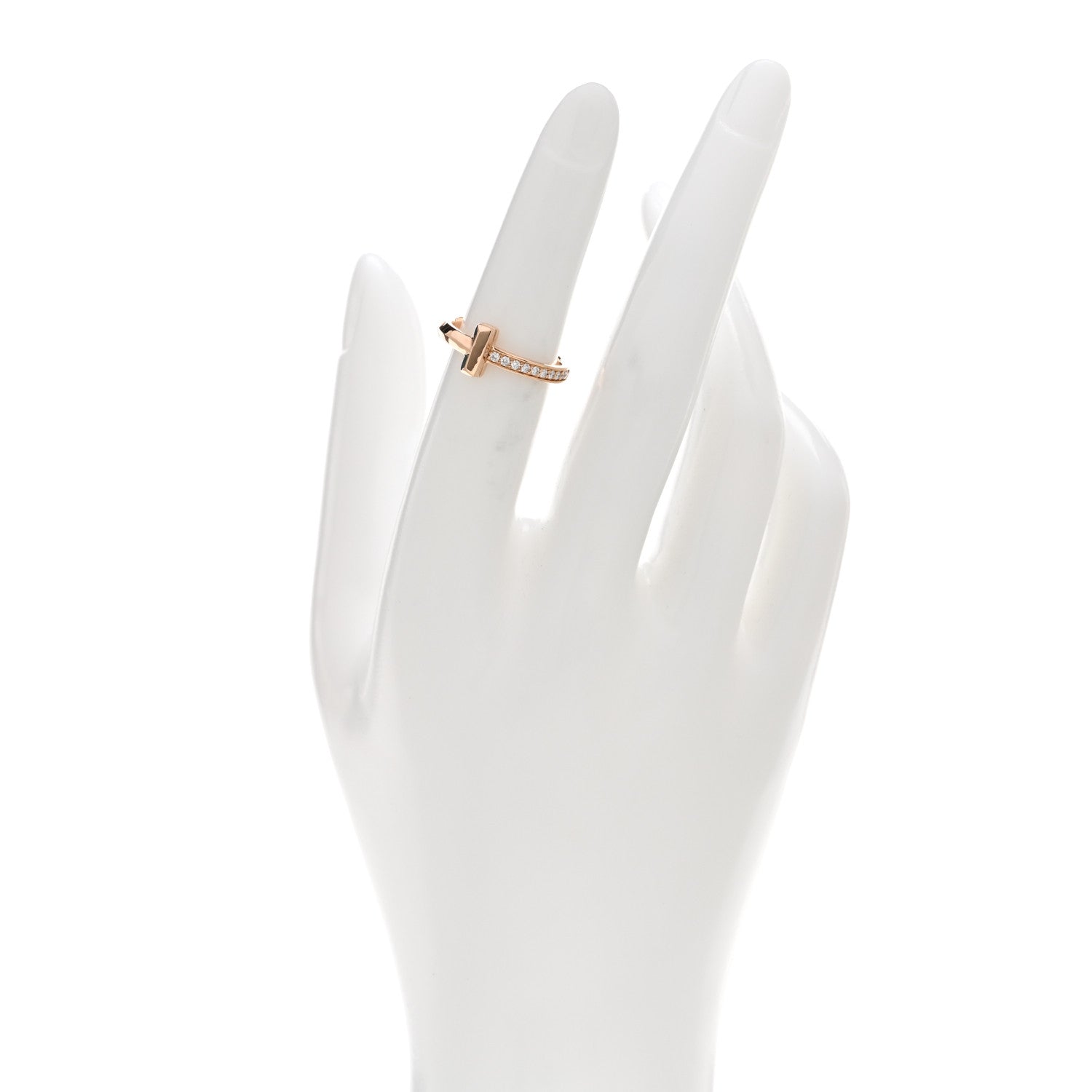 Tiffany 18K Rose Gold Diamond T T1 Ring 52 6 2 of 5