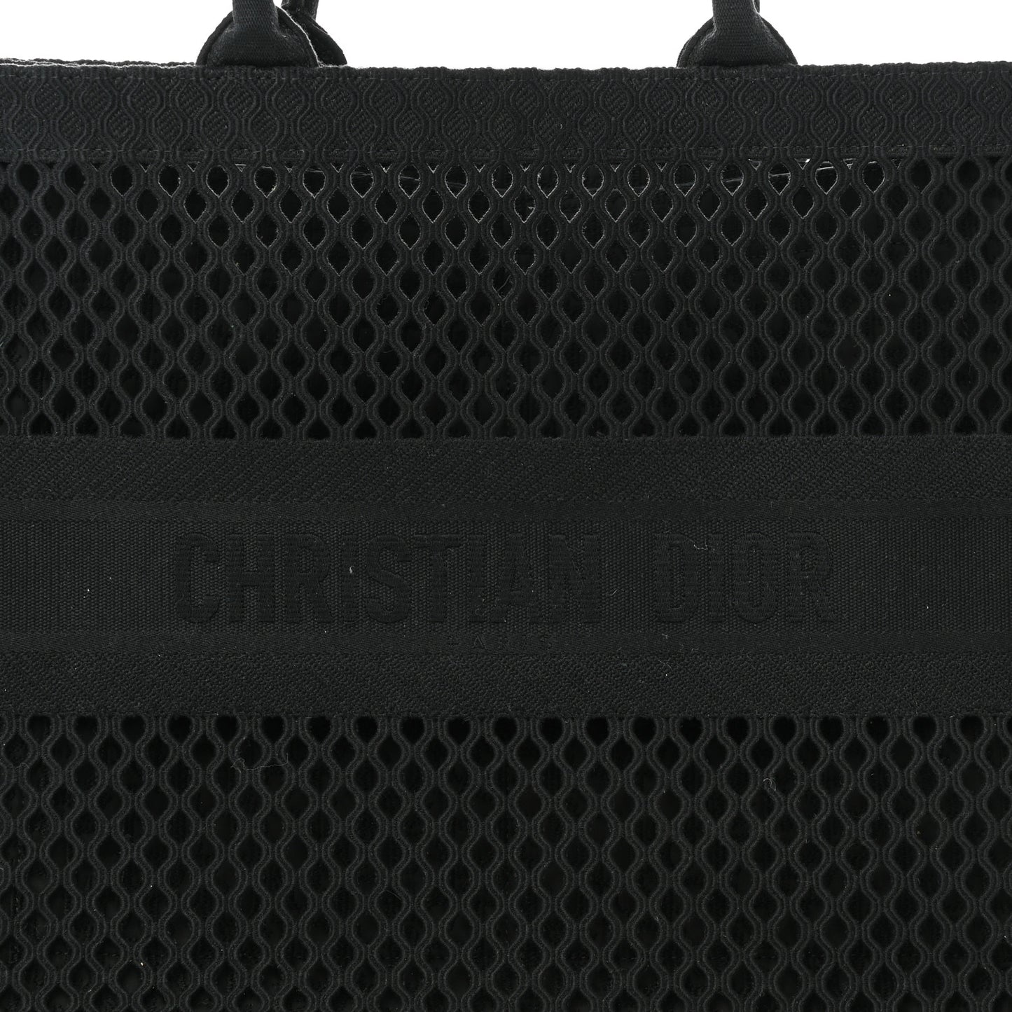 Mesh Embroidered Book Tote Black