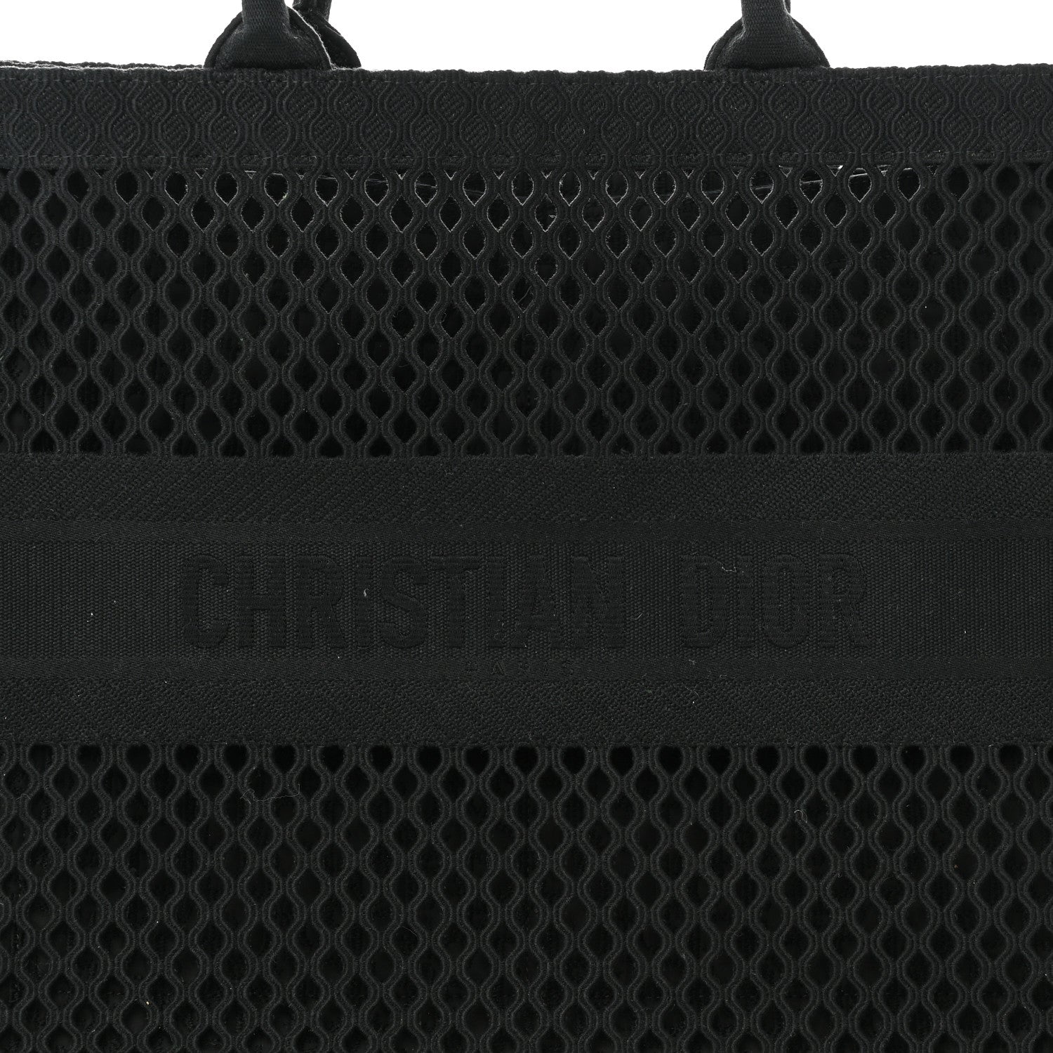 Christian Dior Mesh Embroidered Book Tote Black 12 of 15