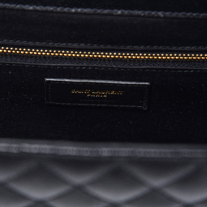 Saint Laurent Grain De Poudre Textured Mixed Matelasse Large Triquilt Monogram Satchel Black 7 of 7