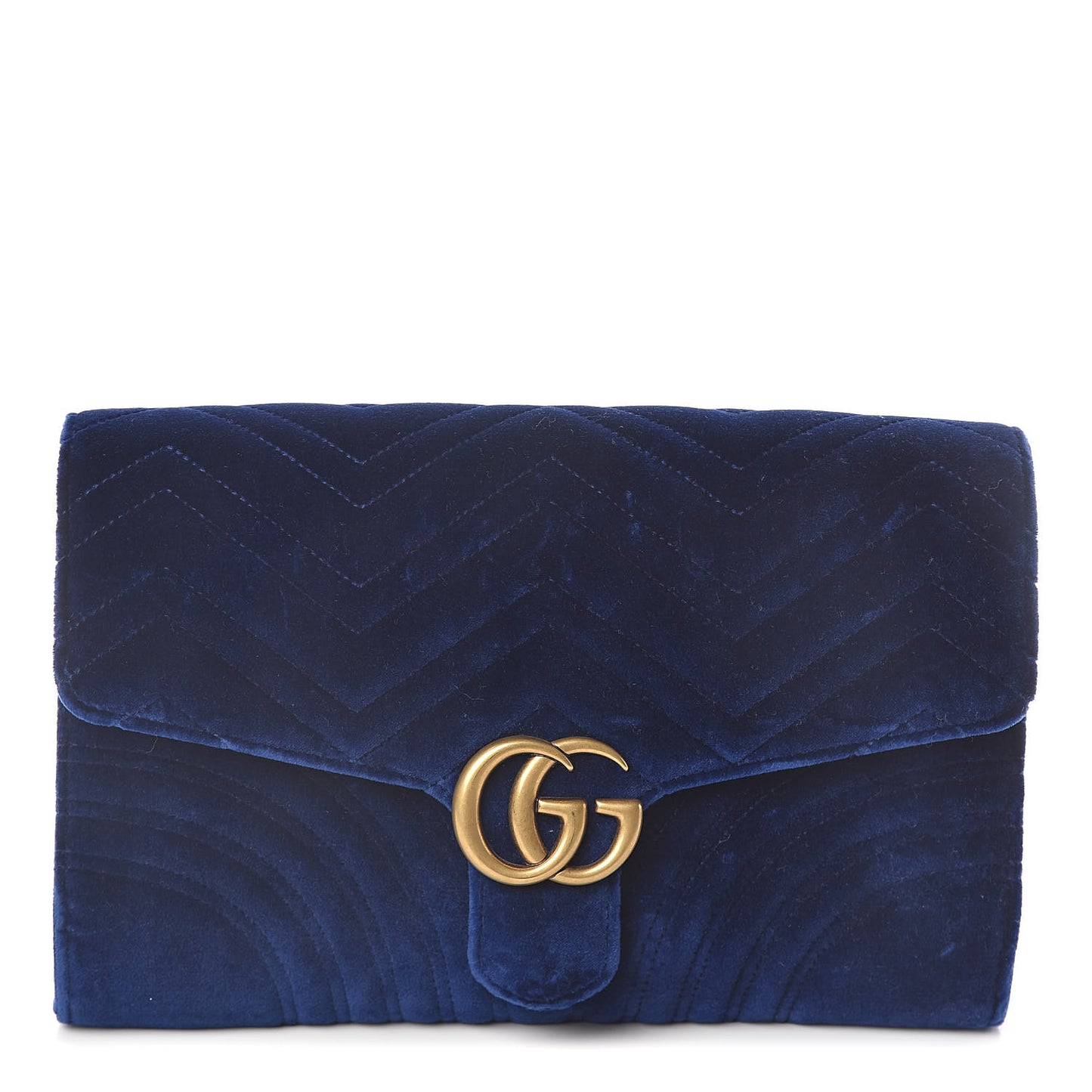Velvet Matelasse GG Marmont Clutch Cobalt Blue