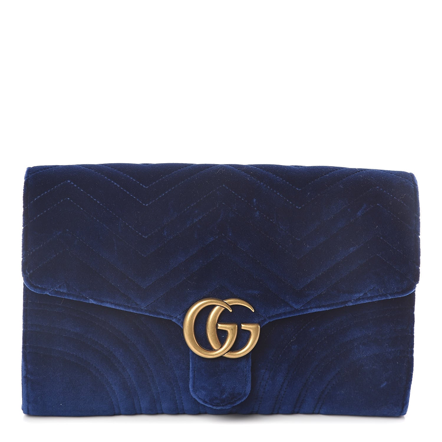 Gucci Velvet Matelasse GG Marmont Clutch Cobalt Blue 1 of 9