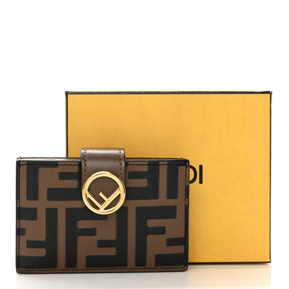 Fendi Vitello Cruise F is Fendi Bi-Color FF 1974 Embossed Gusseted Card Holder Maya Black 8 of 8