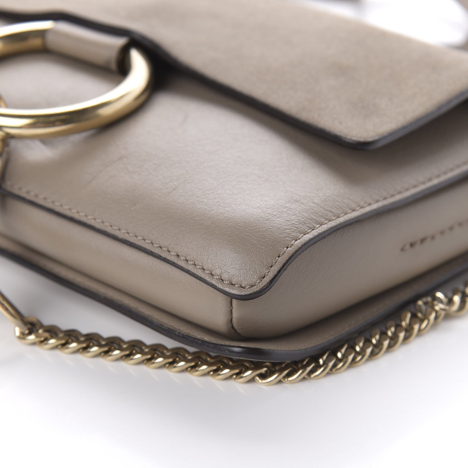 Chloe Suede Calfskin Small Faye Shoulder Bag Motty Grey 7 of 10
