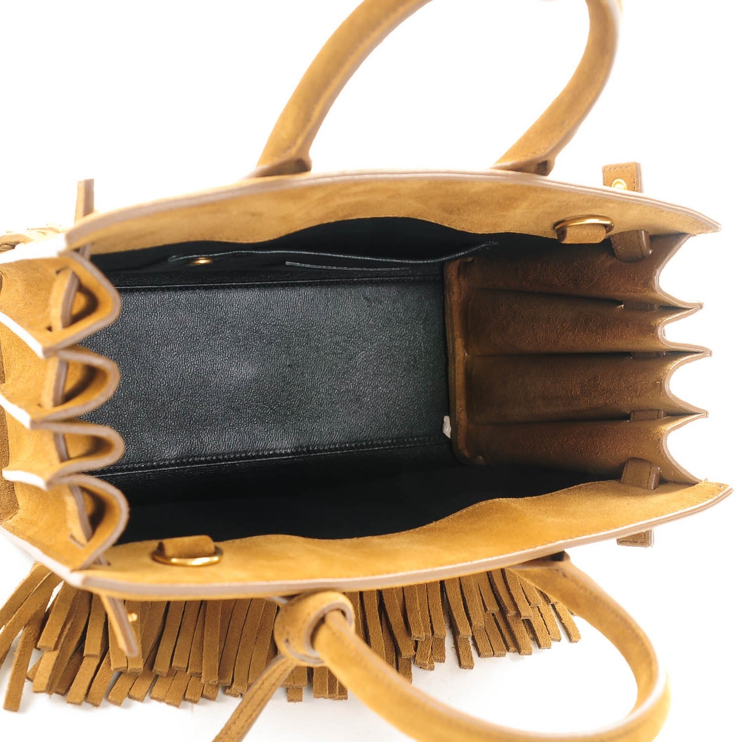 Suede Fringe Nano Sac De Jour Light Ocre