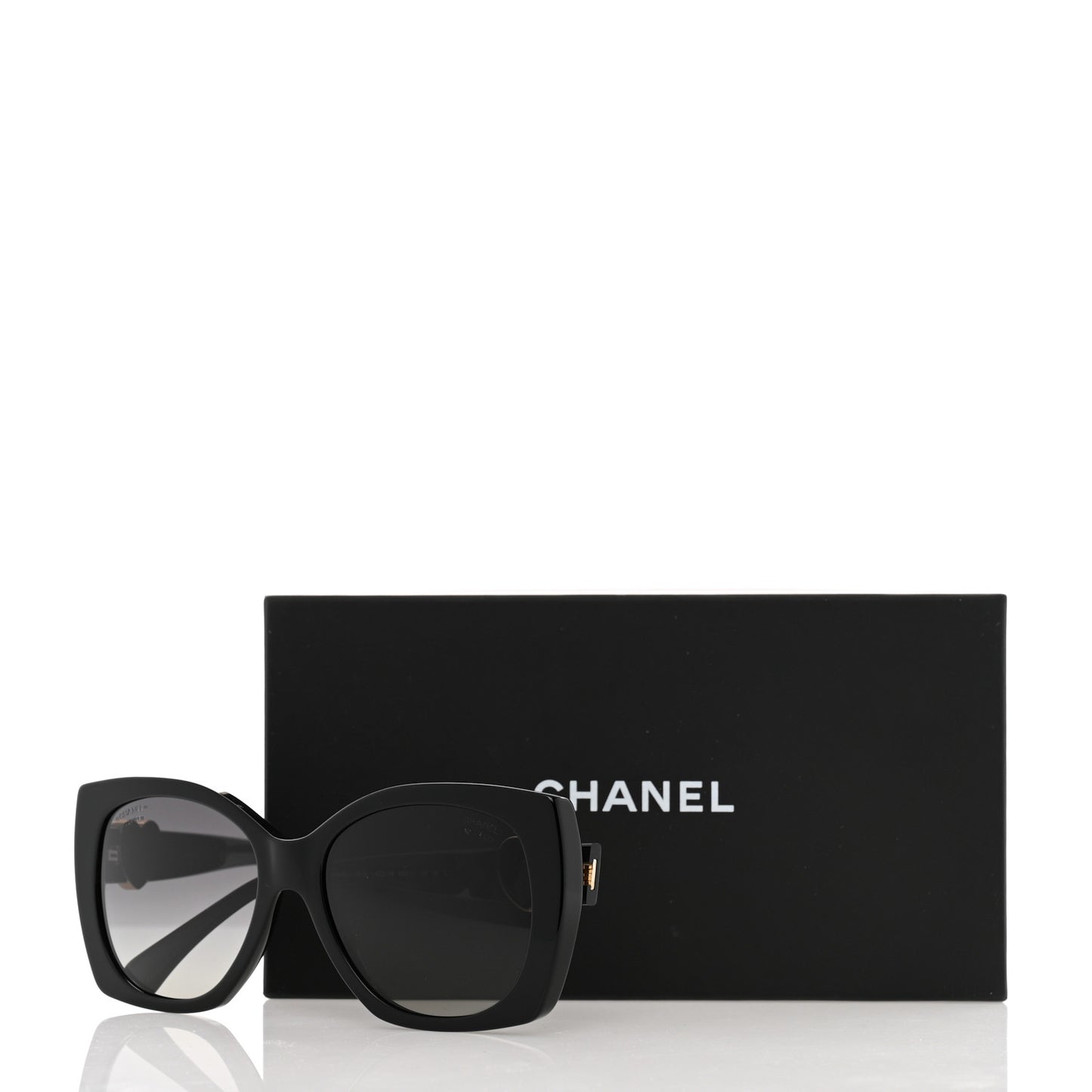 Acetate Square CC Heart Sunglasses 5519 Black