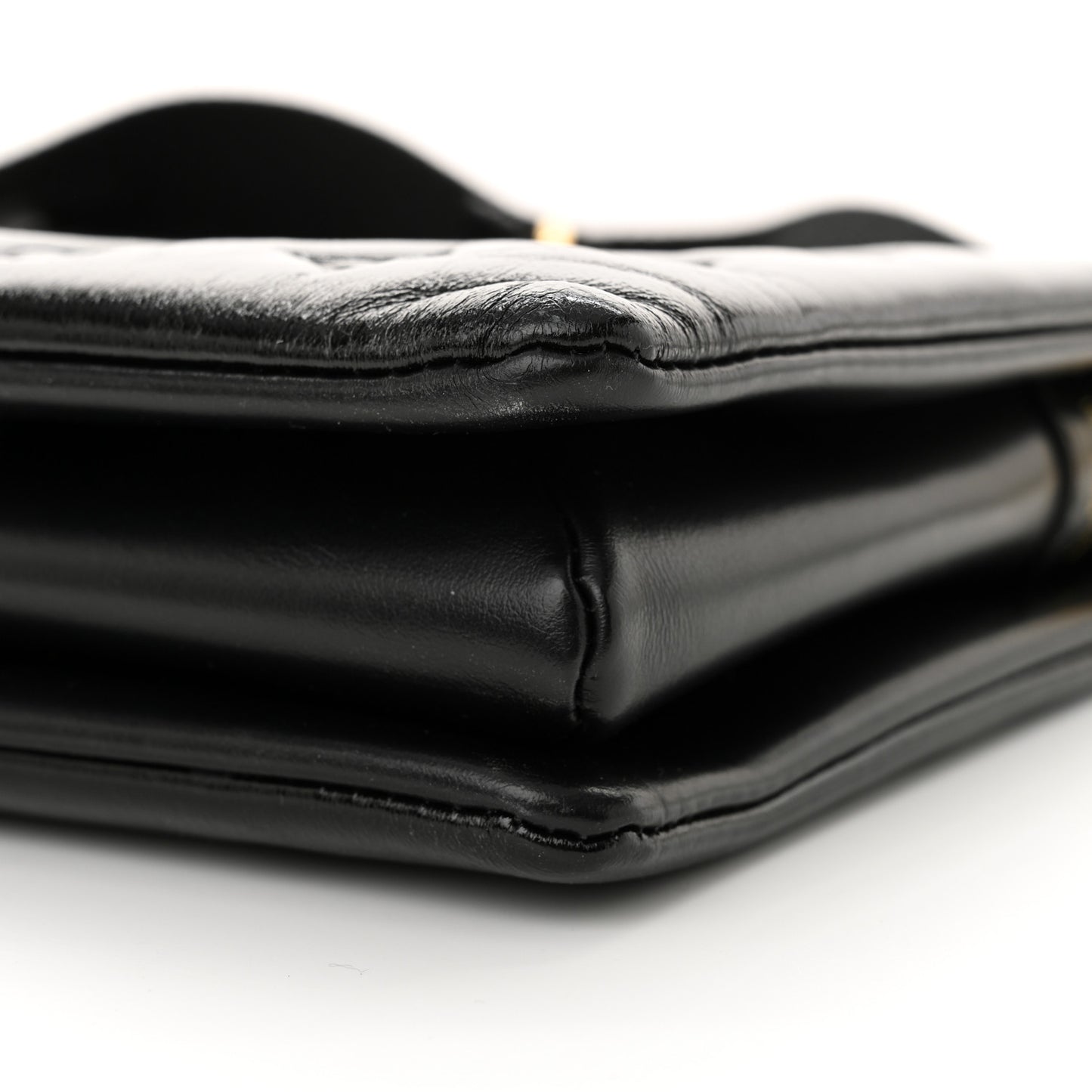 Glazed Lambskin Embossed Monogram Coussin PM Black