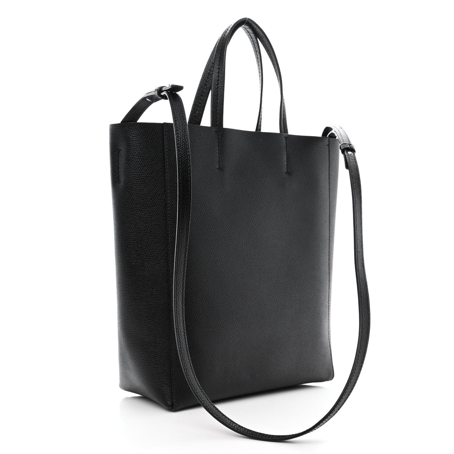 Grained Calfskin Small Vertical Cabas Black
