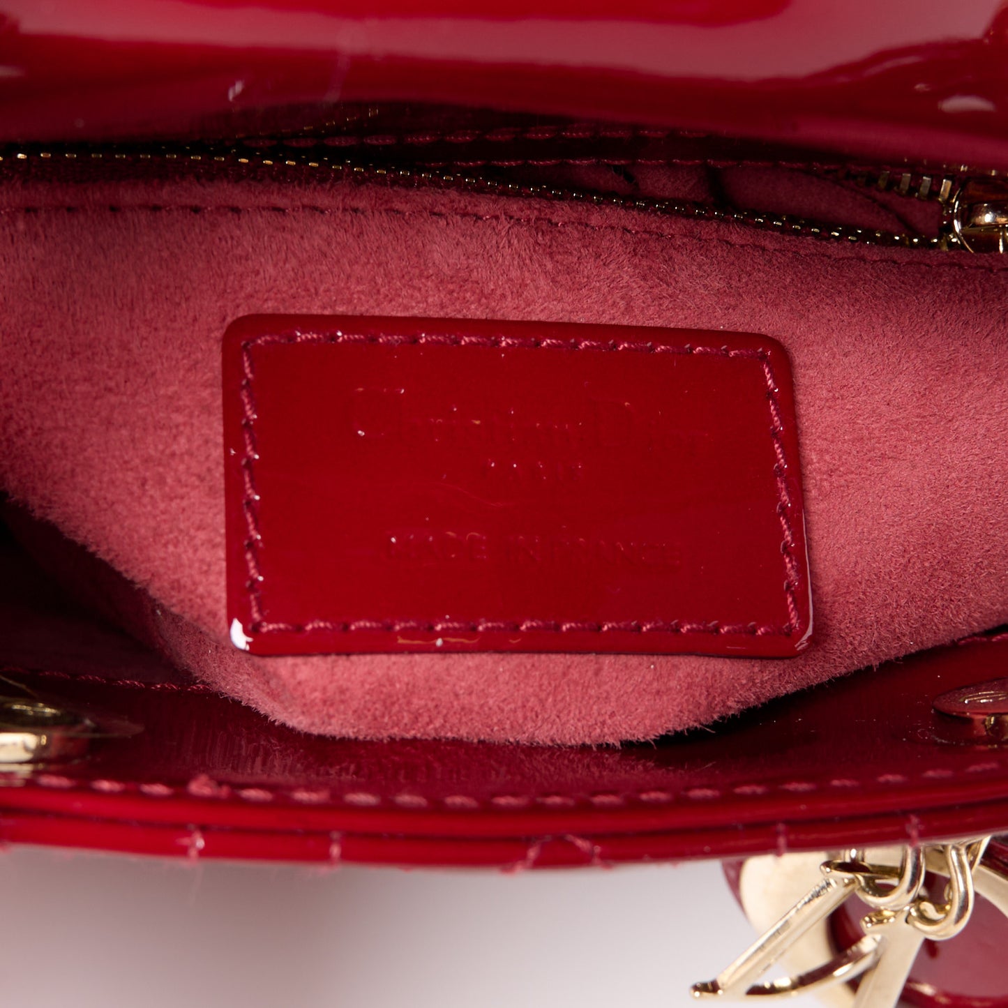 Patent Cannage Mini Lady Dior Red
