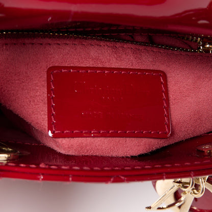 Christian Dior Patent Cannage Mini Lady Dior Red 6 of 10