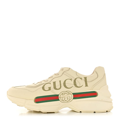 Gucci Calfskin Logo Womens Rhyton Sneakers 40 Ivory 1 of 8