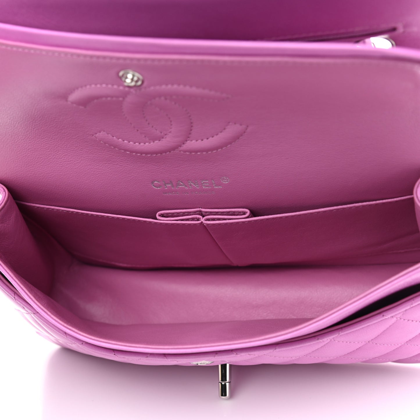 Lambskin Quilted Medium Double Flap Pink