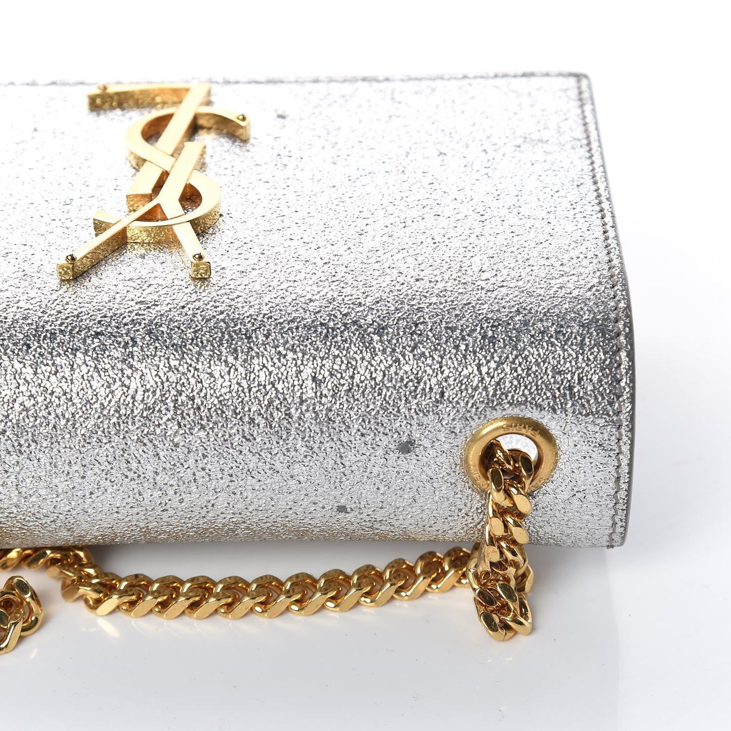 Metallic Calfskin Small Classic Monogram Kate Satchel Pale Gold