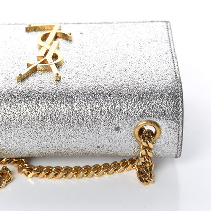 Saint Laurent Metallic Calfskin Small Classic Monogram Kate Satchel Pale Gold 17 of 18