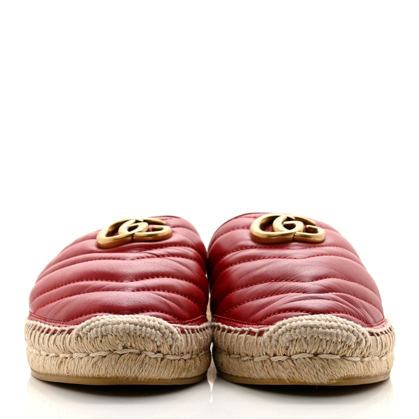 Nappa Matelasse GG Marmont Espadrille Slippers 38.5 Hibiscus Red