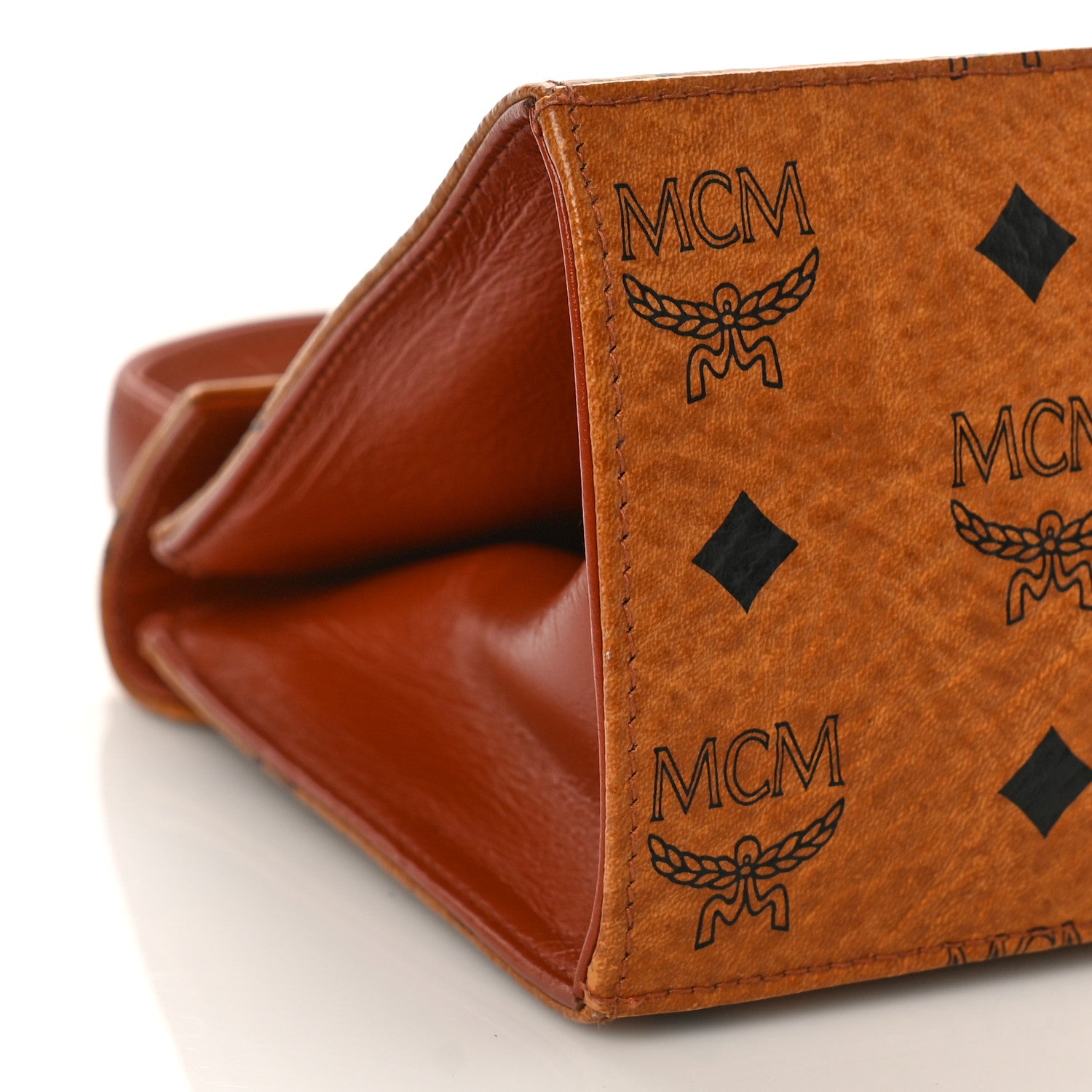 MCM Visetos Heritage Top Handle Satchel Cognac 8 of 9