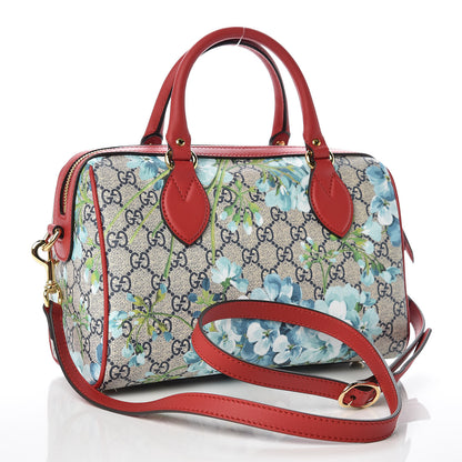 Gucci GG Supreme Monogram Blooms Small Boston Beige Blue Navy Hibiscus Red 3 of 9