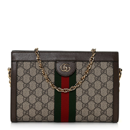 Gucci GG Supreme Monogram Web Small Ophidia Chain Shoulder Bag Brown 1 of 14