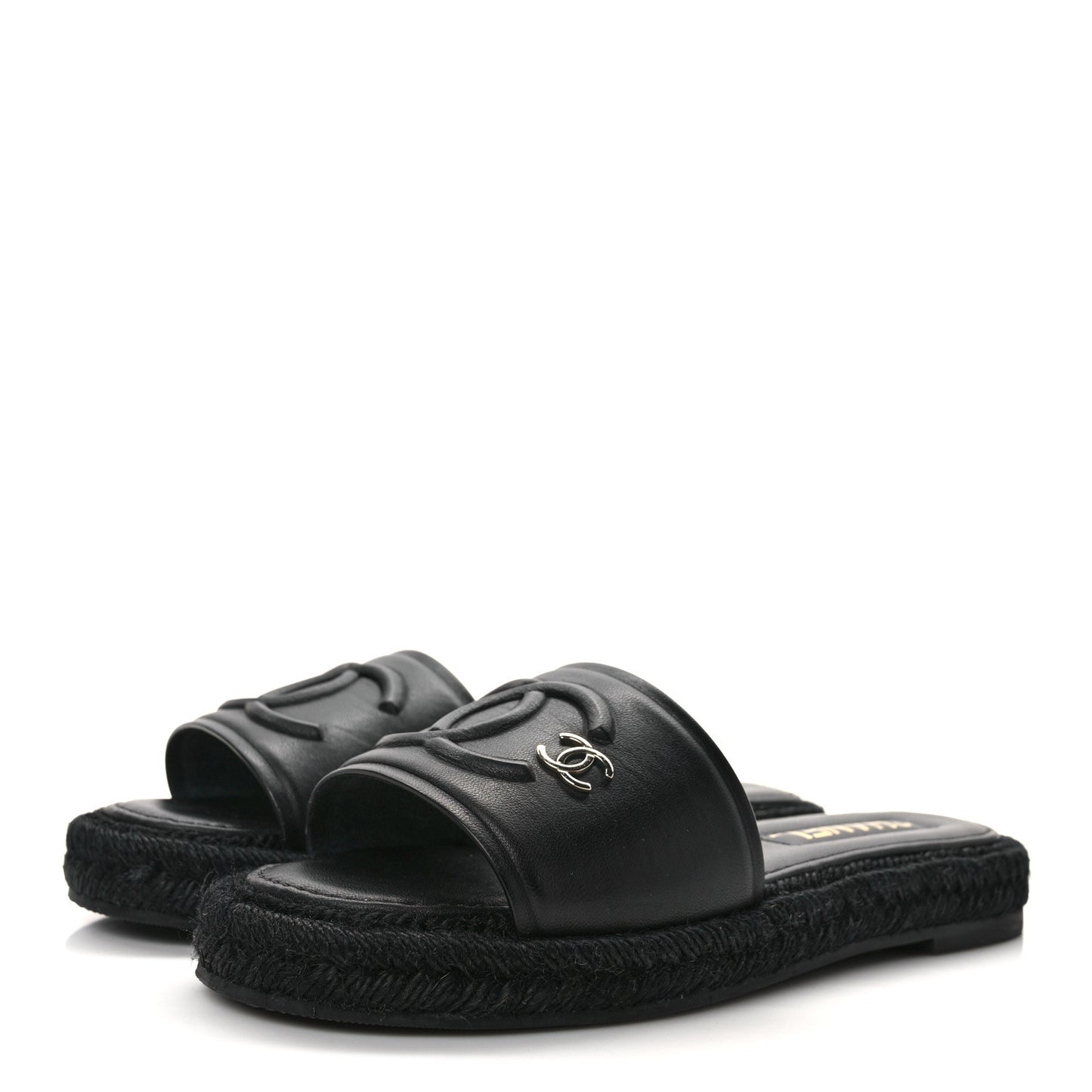 Lambskin Espadrille Mule Sandals 38 Black