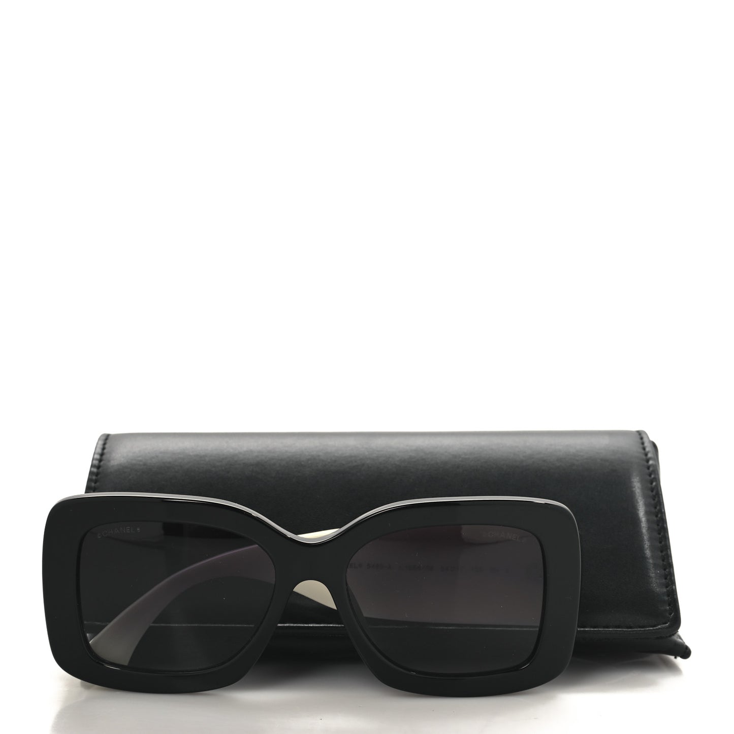 Acetate Quilted CC Rectangle Sunglasses 5483-A White Black
