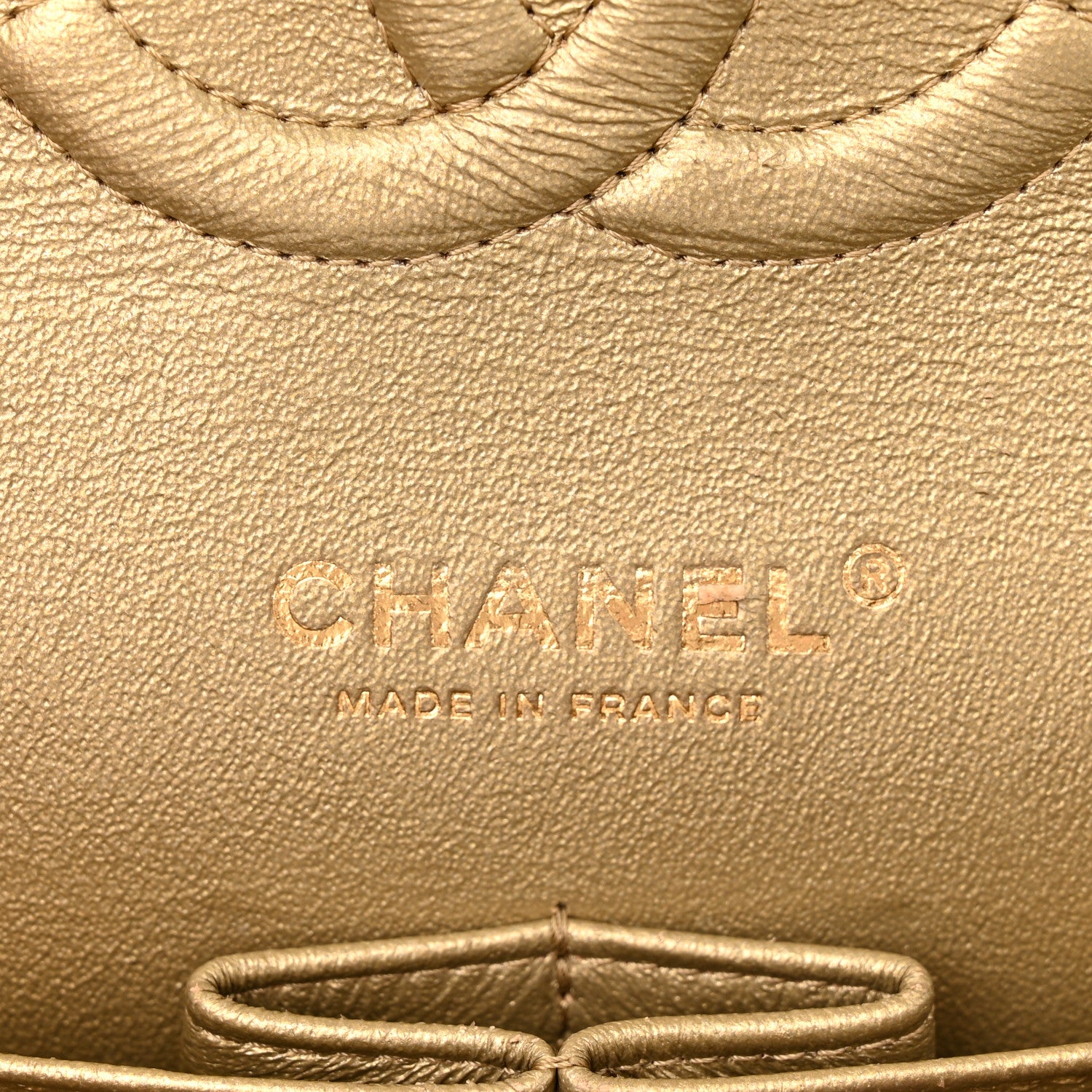Chanel Metallic Patent Crumpled Calfskin Chevron Quilted Medium Double Flap Gold 6 of 18
