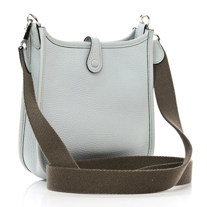 Hermes Taurillon Clemence Amazone Evelyne TPM Bleu Pale Etain 3 of 11