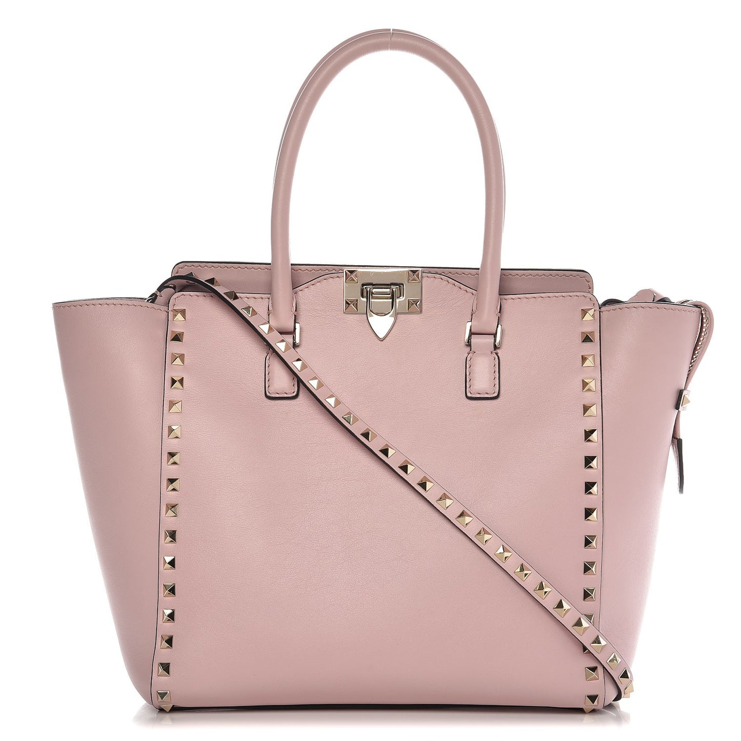 Vitello Rockstud Double Handle Tote Water Rose