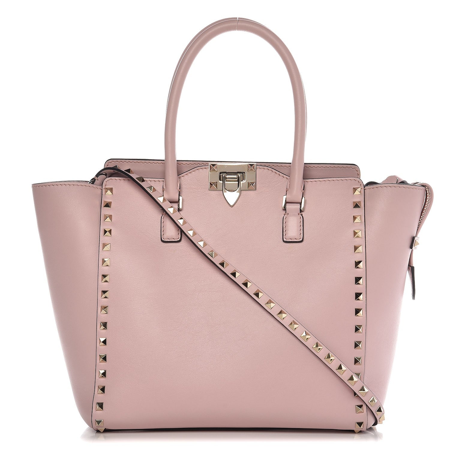 Valentino Garavani Vitello Rockstud Double Handle Tote Water Rose 1 of 7