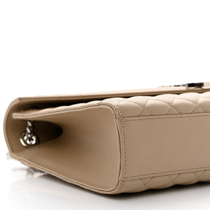 Saint Laurent Grain De Poudre Mixed Matelasse Large Triquilt Monogram Satchel Dark Beige 13 of 14