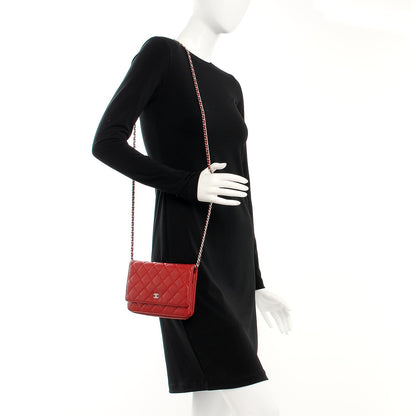 Chanel Caviar Quilted Wallet On Chain WOC Red 2 of 13
