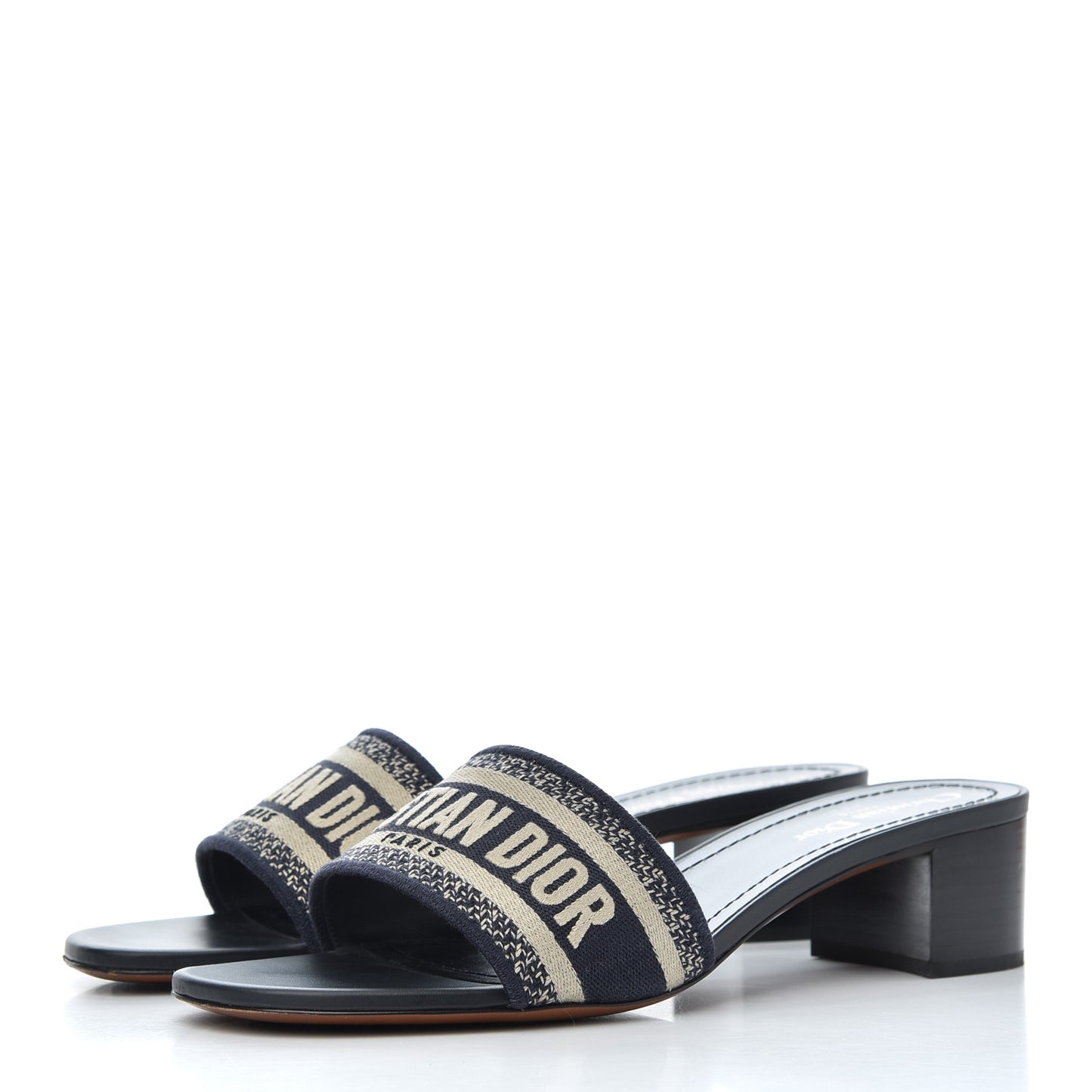 Cotton Embroidered Dway 40mm Slide Sandals 41 Deep Blue