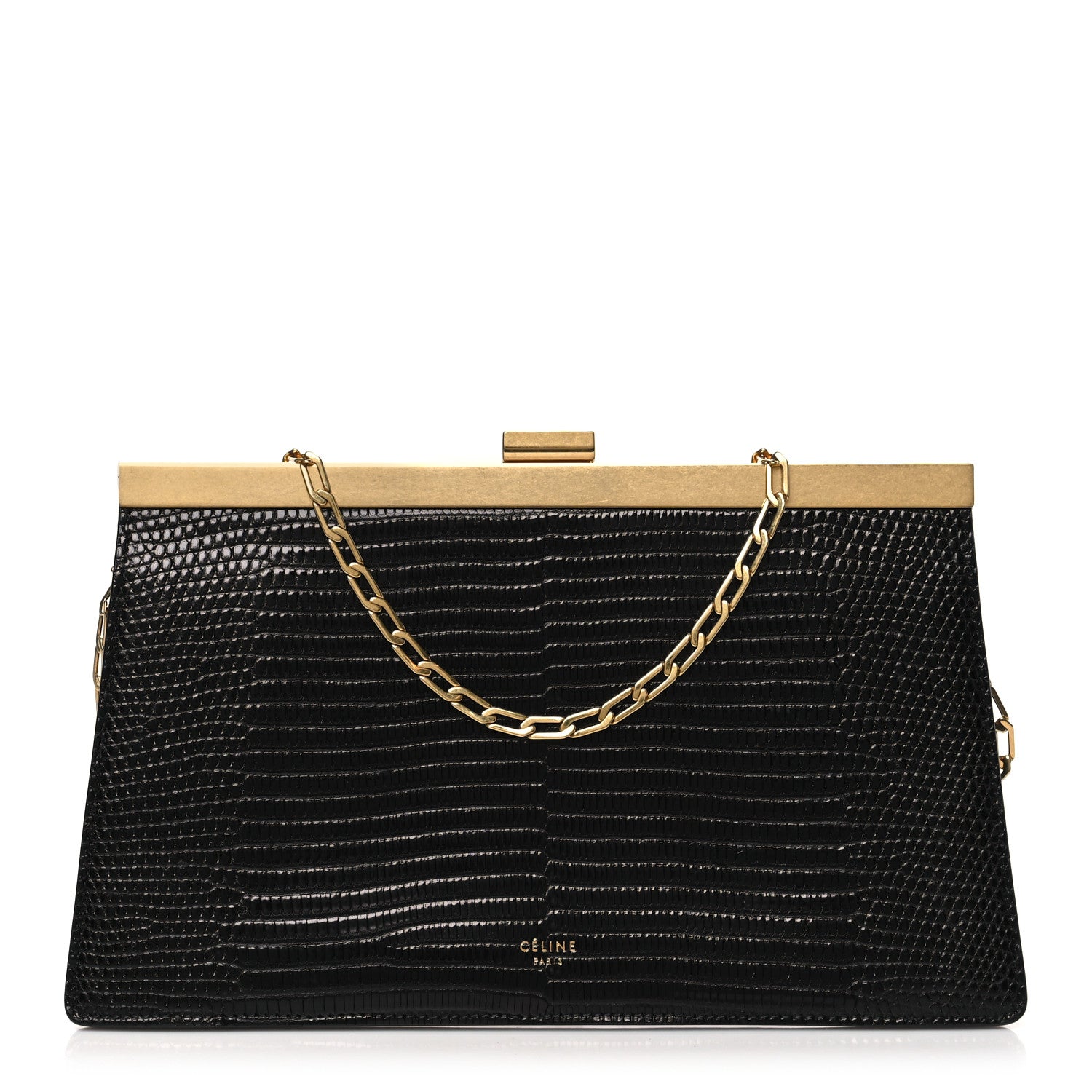 Celine Lizard Mini Clasp Clutch Bag Black 1 of 10