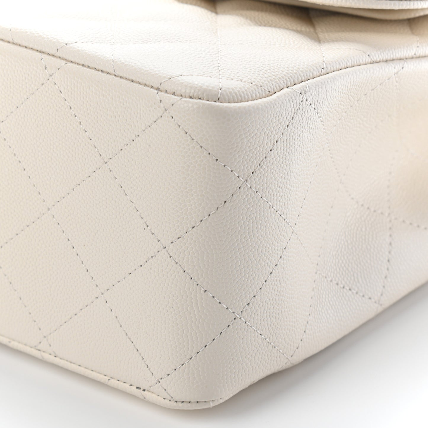Caviar Quilted Jumbo Double Flap White