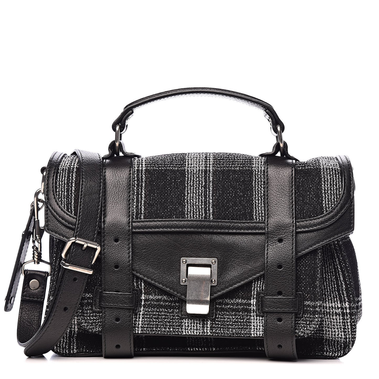 Jacquard Plaid Tiny PS1 Satchel Black White