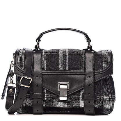 Proenza Schouler Jacquard Plaid Tiny PS1 Satchel Black White 1 of 10