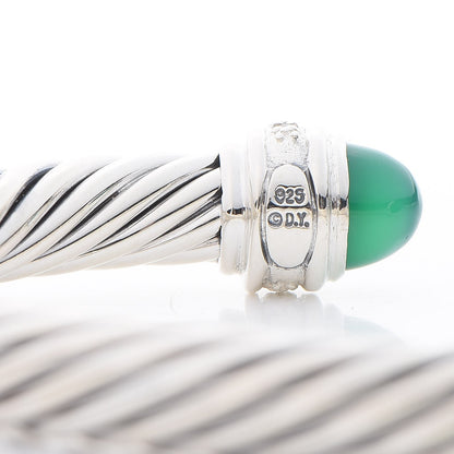 David Yurman Sterling Silver Diamond Green Onyx 7mm Cable Classics Bracelet 4 of 5