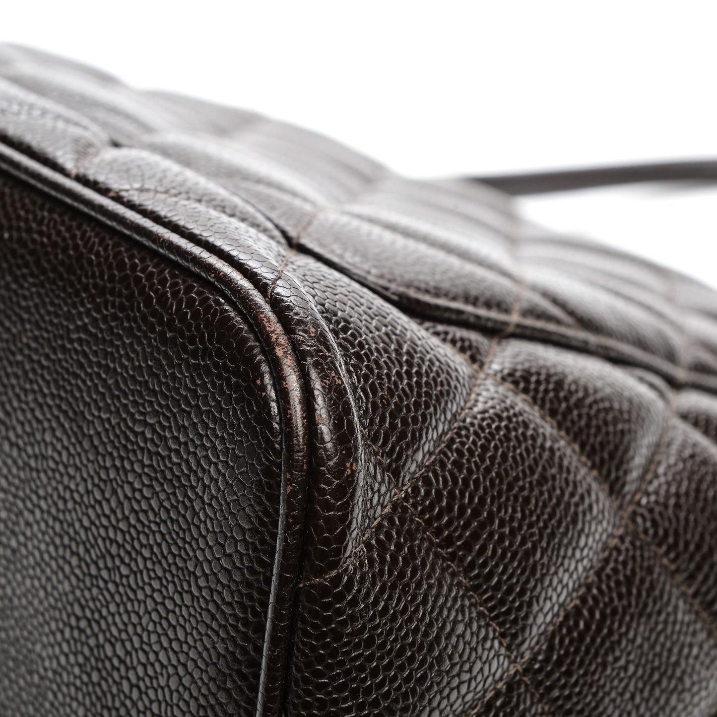 Caviar Quilted Medallion Tote Dark Brown